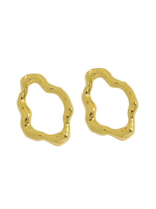 Gold [with pure Tremella plug] 925 Sterling Silver Geometric Vintage Stud Earring